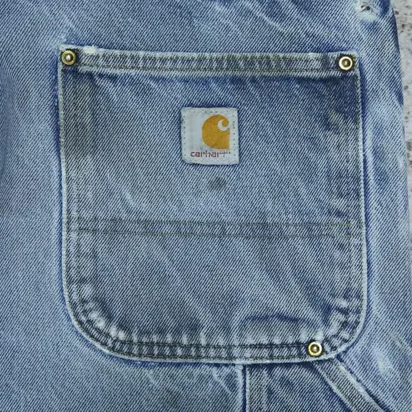 Vintage Carhartt B07 DNM Faded Blue Jeans Denim Double Knee Pants 32x30 - Picture 8 of 12